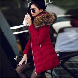 Designer down jacket Winter Korean New Women's Mid length Slim Fit with Large Fur Collar down Cotton Thick Coat parka coats for women