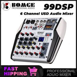 Other Electronics Mixer Audio DJ profesional 6 saluran Bluetooth konsol suara antarmuka USB dengan prosesor 99DSP 48V 24 Bit 230905