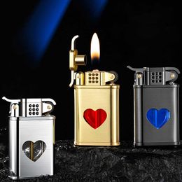 New Creative Kerosene Lighter Love Transparent Fuel Tank Metal Grinding Wheel Men and Women Collection Small Gifts HMON