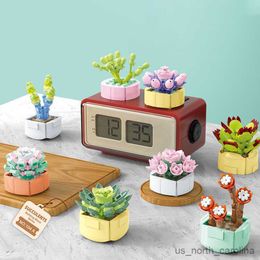 Blocks Succulent Building block assembly plant bouquet potted children's toy creative decoration model R230905