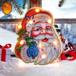 DIY Diamond Målning LED Light Christmas Tree Snowman Double-Side Drill Night Light Arts Crafts Lamp Festival Xmas Home Decorati