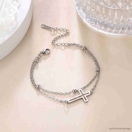 Charm Bracelets Fashion Women's Jewelry Pendant Bracelets Stainless Steel Double Chain Bracelets for Men Women Trend Gift R230905