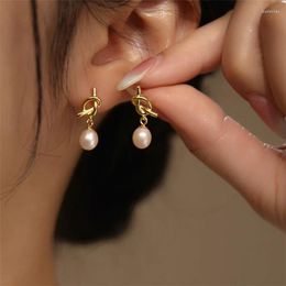 Stud Earrings Knotted Freshwater Pearl For Women Korean Style Wedding Party Jewellery Gift Female Pendientes EH627