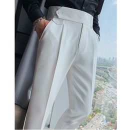 Mens Pants Spring Summer Fashion Solid Color Loose Men Business Suit Trousers Male High Waist Casual Formal 230904