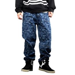 2021 Graffiti Print Punk Skateboard Jean Patch Pocket Harem Jeans Men Baggy Jeans Denim Pants Loose Baggy Plus Size 30-46284t