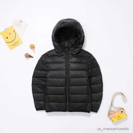 Down Coat Children's Down Jackets 2023 New Autumn Winter Hooded White Down Coats for Boys Ultralight Fluffy Girls Clothes R230905