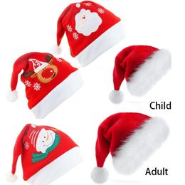 Christmas Decorations Cartoon Santa Hat Claus Snowman Elk Embroidered Decoration for Year Festive Holiday Party Supplies 230905