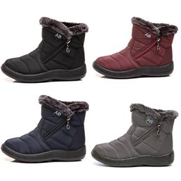 warm ladies snow boots side zipper light cotton women shoes black red blue Grey in winter outdoor sports sneakers