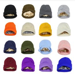 Beanie/Skull Caps Winter Thicken Satin Lining Beanie Hats For Women Men keep warm Cotton Protect Hair Boys Girls Crochet Skullies Caps Knitted Hat 230905