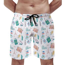 Men's Shorts Travel Vacation Board Summer Passport Holiday Suitcase Casual Short Pants Men Sports Quick Dry Custom Swim Trunks