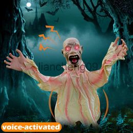 Party Decoration Halloween Decoration Scary Doll Ground Plug-in Large Swing Ghost Voice Control Decoration Horror Prop For Outdoor Garden Decor x0905