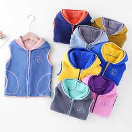 Waistcoat Teenager Outerwear Waistcoats Sleeveless Jackets Children's Vest for Boy Girl Polar Fleece Baby Kids Vest Warm Winter 100-160cm 230904