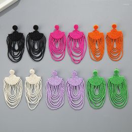 Dangle Earrings Arrival Ethnic Jewelry Accessories 6 Colors Bohemia Handmade Beads Fabric Art Multi Layer Tassel Drop For Women