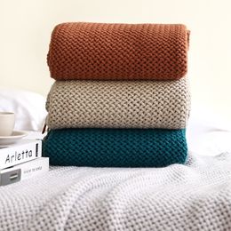 Blankets Nordic Sofa Blanket Knitted Shawl Solid Color Bed End Towel Wool el Bedroom Decorative Soft Nap Bedspread 230905
