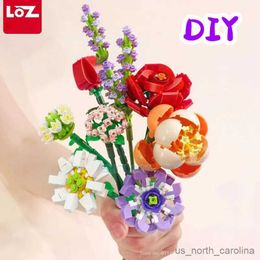 Blocks Flower Bouquet Building Blocks DIY Flowers Block Toys Set Valentine's Day Rose Set Gift for Girls adults R230905