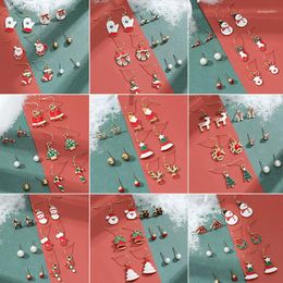 Stud Earrings Snowflake Tree Snowman Elk Bell Earring Fashion Santa Claus Jewelry Xmas Gift Luxury Christmas Set