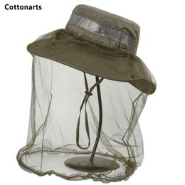 Wide Brim Hats Bucket 2pcs Outdoor Fishing Cap Insect Proof Mosquito Hat Breathable Antibee Net Yarn Camping Men Tactical Panama hat 230904