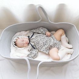 Baby Cribs Babynest Sleeping born Nest TravelPortable Cotton Rope Bassinet Cradle Bed with Mattress Moses Basket 230904
