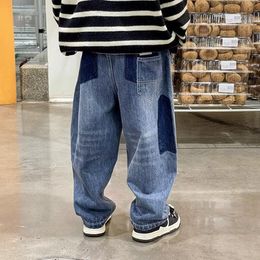 Jeans Japanese Fashion INS. Harajuku Lazy And Trendy Art Men's Simple Crop Pants Spring And Autumn Children's Jeans 230904