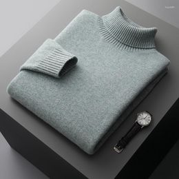 Men's Sweaters Autumn And Winter Wool High-Necked Thick Sweater Solid Color Loose Young Cashmere Knit Bottoming Shirt