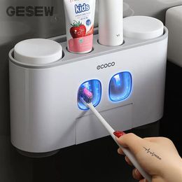 GESEW Magnetic Toothbrush Holder Bathroom Automatic Toothpaste Dispenser Wall Paste Toothpaste squeezer Bathroom Accessories Set Y292Z