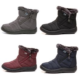 warm ladies snow boots side zipper light cotton women's shoes black red blue gray winter outdoor sports sneakers color4