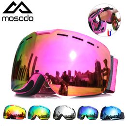 Ski Goggles Mosodo Magnetic Snow Eyewear Spherical Winter Snowboard Glasses Antifog Outdoor Skate Skiing for Men Women 230904