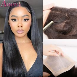 Lace Wigs AIMEYA 5X5 Penutup Dasar Sutra Atasan Lurus Rambut Manusia Penutupan Renda Ekstensi dengan Bayi Gratis Bagian Tengah 230905