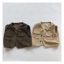 Weste Toldder Ärmellose Jacke Kleidung für Kinder Jungen Boutique-Kleidung Frühling Herbst 1–6 Jahre Strickjacken Cordweste Weste 230904