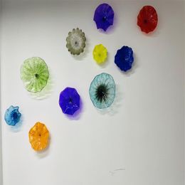 Handmade Blown Glass Wall Lamps Art Designed Modern Plates for el Home Decor Chihuly Style Decorative Lightings261U