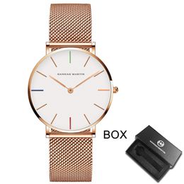 Wristwatches Japan Quartz Movement High Quality 36mm Hannah Martin Women Stainless Steel Mesh Rose Gold Waterproof Ladies Watch Drop 230905