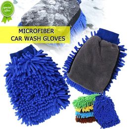 New Car Washing Gloves Double-sided Microfiber Washable Car Care Cleaning Gloves Cleaning Cloth Towel Mitt Car Accessories