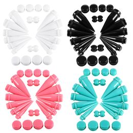 Navel Bell Button Rings 24pcs/lot Large Size Ear Gauge Kit Acrylic Taper and Plug Tunnel Kit Ear Expander Stretching Piercing Set Body Jewellery 10mm-20mm 230905