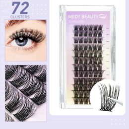 False Eyelashes DIY 72 Clusters Lashes Mixed Tray Manga Eyelash Extensions Anime Soft Wispy Spiky Individual Cluster Home Mixing Length 230904