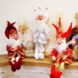 ABXMAS Elf Doll Toy Christmas Pendant Ornaments Decor Hanging On Shelf Standing Decoration Navidad Year Gifts 2109112321