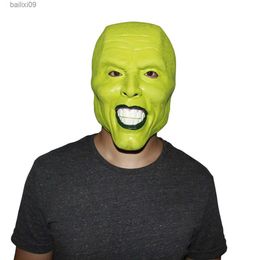 Party Masks Green Latex Mask Jim Carrey Movie Fancy Dress Loki The Mask Halloween Accessory T230905