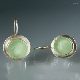 Dangle Earrings Lovely Small Circle Green Moonstone Drop Trendy Jewellery Gold Silver Colour Beads Resin Moda 2023