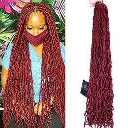 Human Hair Bulks 18 24 36 Inches 6 Packs Soft Locs Crochet Hair Faux Locks Crochet Braid Pre Looped Synthetic Goddess Faux Locs Dreadlocks Hair 230904