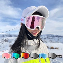Ski Goggles Searipe kacamata Pria Wanita lapisan ganda Anti kabut Multi Warna lensa dan casing Set 100 perlindungan UV400 papan salju 230905