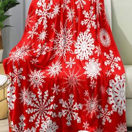 Blankets Christmas Blanket Elk Snowflake Santa Claus Print Holiday Decoration Soft Cozy Rectangle Bed Office Nap Blanket Festival Gift 230904