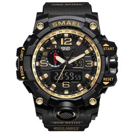 SMAEL 1545 Brand Men Sports Watches Dual Display Analog Digital LED Electronic Quartz Wristwatches Waterproof Swimming Military Wa265G