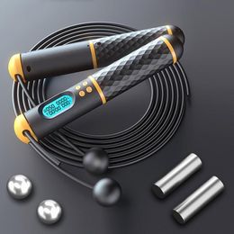 Jump Ropes 2 In 1 Digital Counter Skipping Rope With Ball Nonslip Handle Adjustable Cordless Gym Fitness Exercise Equipment 230904