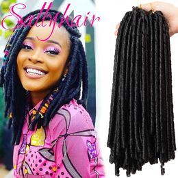 Human Hair Bulks Sallyhair 6 packs Synthetic Soft Faux Locs 14inch Crochet Braiding Hair Extensions African Hairstyles Dreadlock Crochet Braids 230904