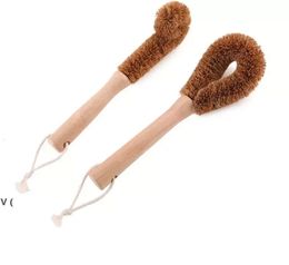 Natural Pot Brush Beech Wooden Handle Pan Dish Cleaning Brush Nonstick Pan Cleaner Cup Brush Kitchen Wholesale