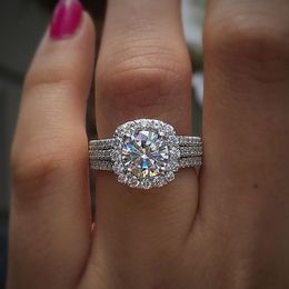 Wedding Rings Huitan Trendy Women Rings with Brilliant Cubic Zirconia Luxury Engagement Rings Fashion Wedding Party Jewellery Drop 230904