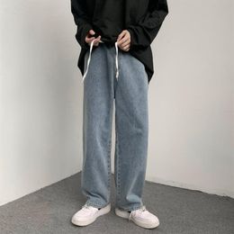 Men's Jeans Baggy Stacked Mens Pants Streetwear Clothing Denim 90s Skater Wide Leg Distressed Low Rise Elastic Waist311R