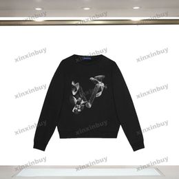 xinxinbuy Men designer Tee t shirt 23ss Paris bird letter print long sleeve cotton women Black khaki S-XL