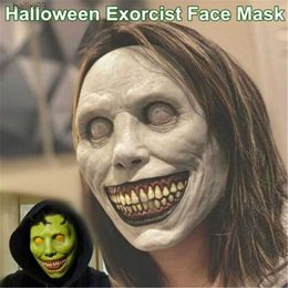 Party Masks 2021 Halloween Scary Demon Mask Cosplay Party Costume Exorcist White-Eyes Horror Devil Masks T230905