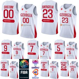 Printed World Cup 2023 Basketball 5 Mamukelashvili Jersey Georgia Shirt National Team 4 Rati Andronikashvili 35 Goga Bitadze 25 Thaddus McFadden 23 Shengelia