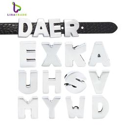 130pcs 8mm Silver plain Slide Letters fit bracelet Alplabet Charms for DIY Wristband Bracelet LSSL09330t